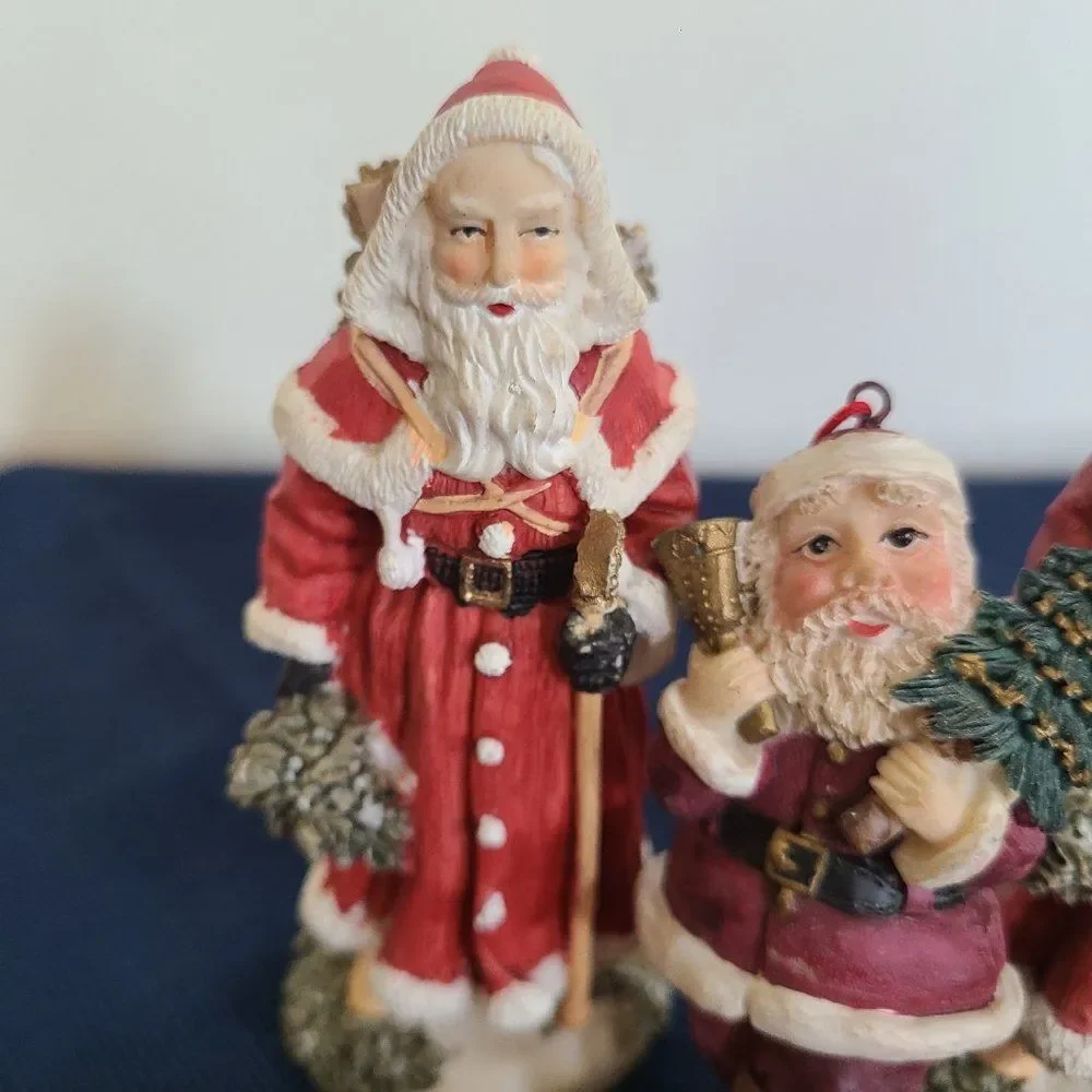 Vintage Winter Santa Christmas Pere Noel Figurines Ornaments and Magnet 5 Items